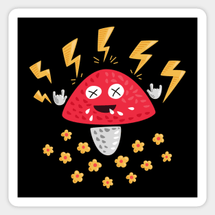 Kawaii Mushroom Pop Punk Heavy Metal Music Sticker